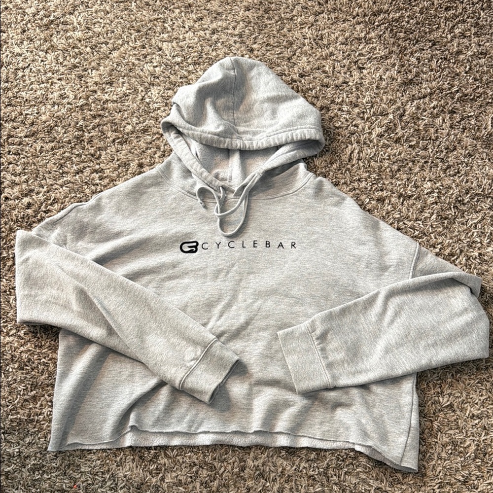 CycleBar Gray Women's Cropped Hoodie Sweatshirt